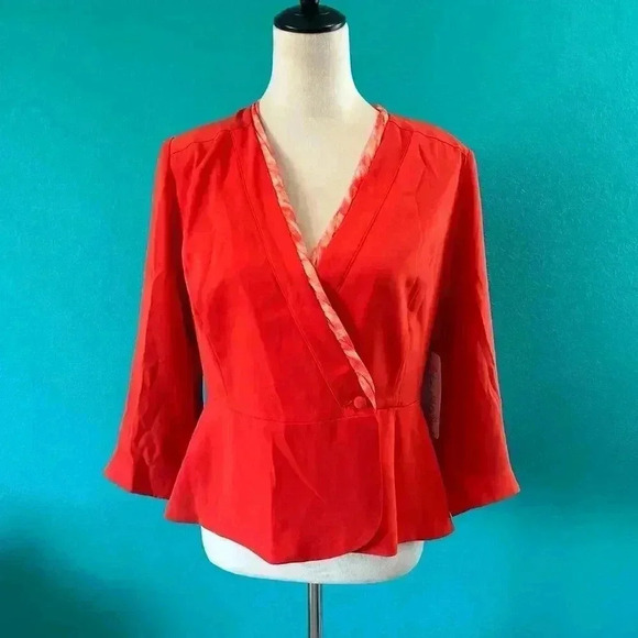 NWT Cabi #216 Jane Jacket Red Peplum Career Corporate Corpcore Office Size 4 - Picture 2 of 8